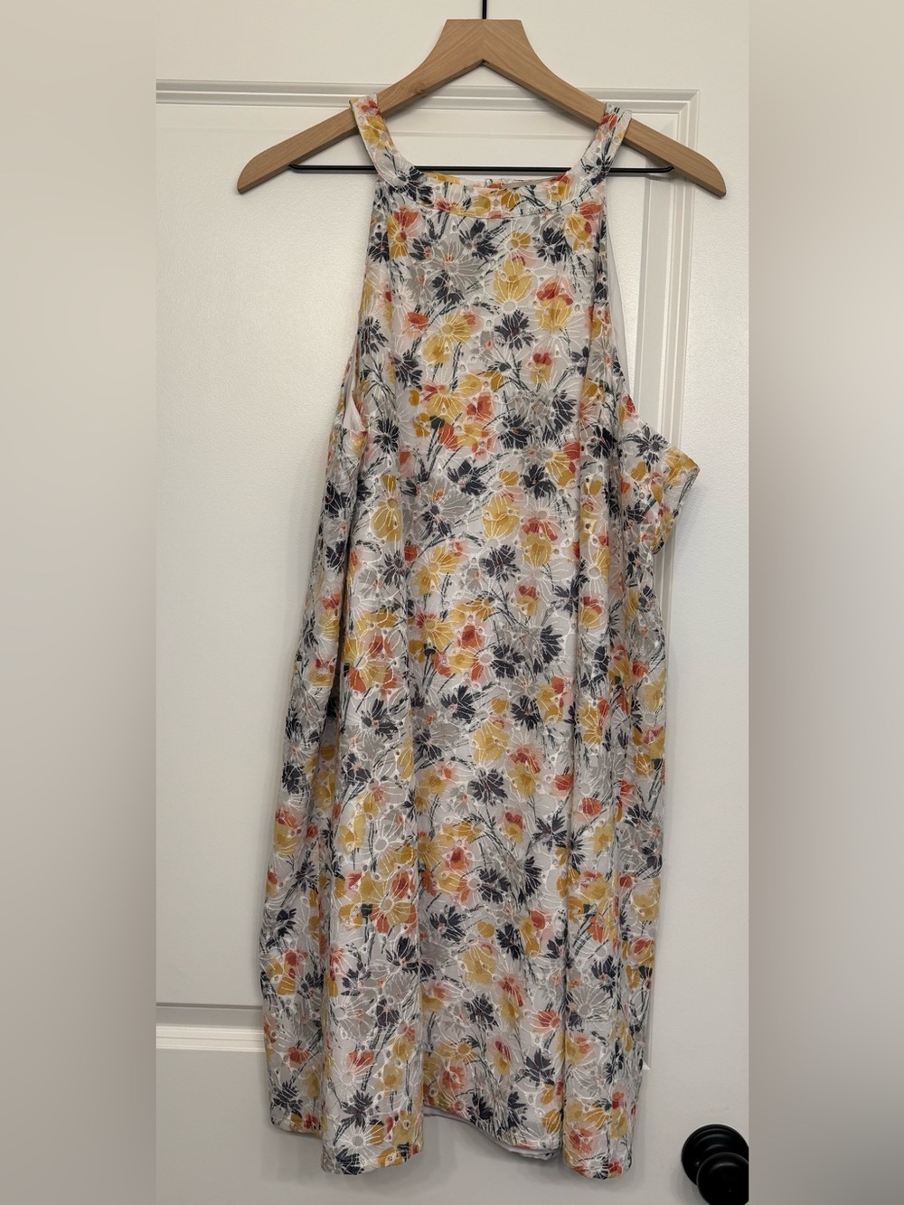 LOFT Floral Sundress‎ in Yellow, Orange & Navy